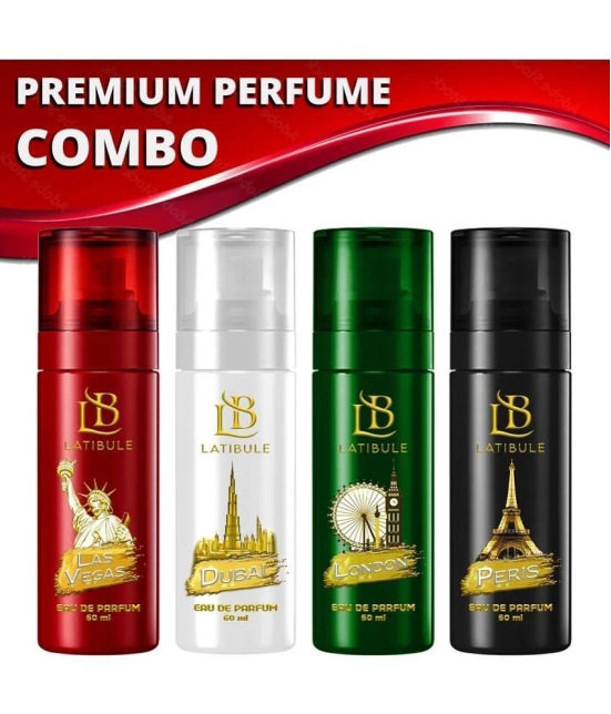 Latibule Long Lasting Perfume Body Spray For Men And Women 60 Ml Each (Pack Of 4)