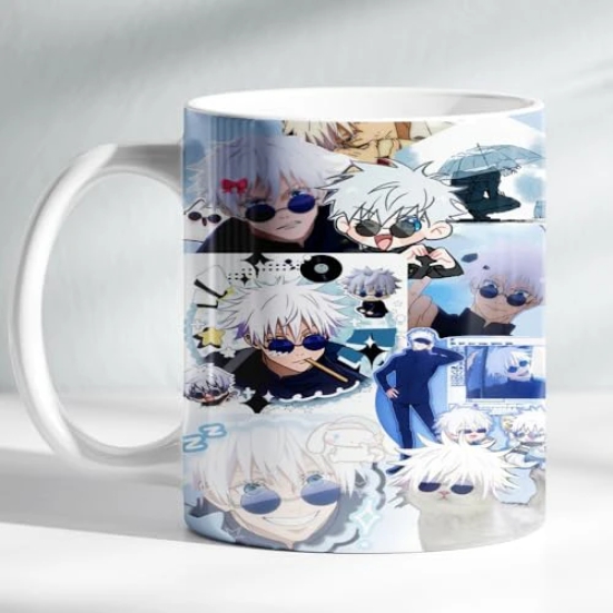 ForVano Anime Printed Mug for Gifting Jujutsu Kaisen Gojo Ceramic Cup with Keychain Combo S4