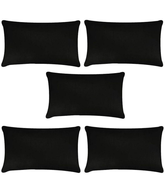 PINDIA Pack of 5 Black Pillow Cover - Black