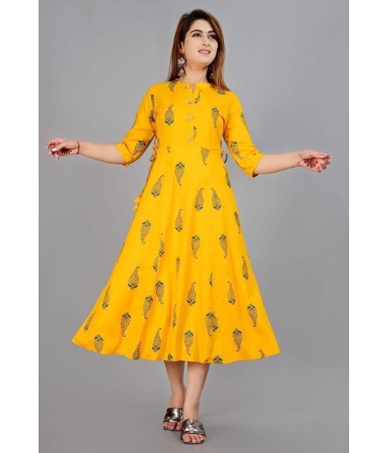 Smien - Yellow Rayon Womens Flared Kurti ( Pack of 1 ) - None