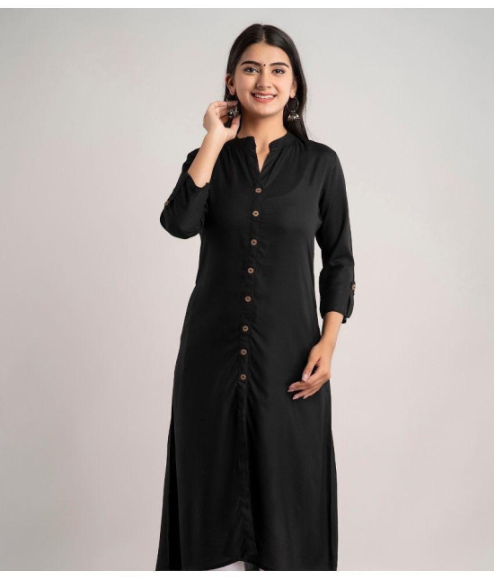 MAUKA - Black Rayon Women''s A-line Kurti ( Pack of 1 ) - None