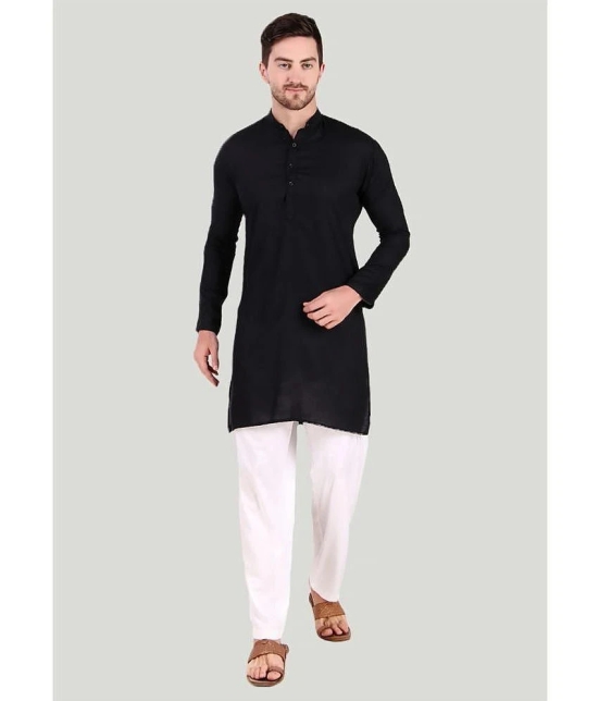 Preen Black Cotton Blend Regular Fit Mens Kurta Pyjama Set ( Pack of 1 ) - None