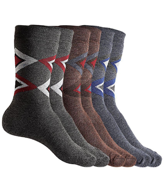 Texlon - Multicolor Woollen Men's Mid Length Socks ( Pack of 3 ) - Multicolor