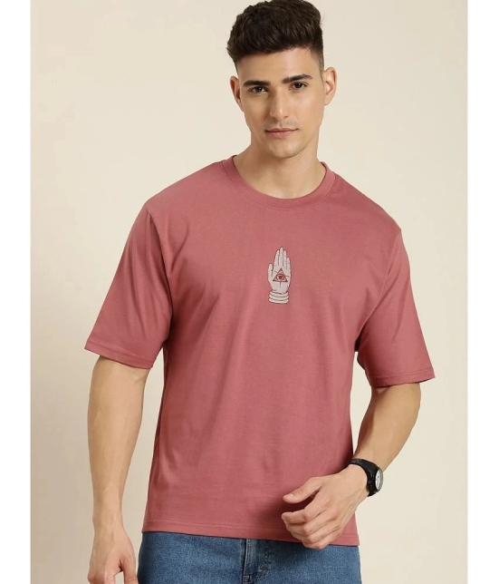 Difference of Opinion 100% Cotton Oversized Fit Printed Half Sleeves Mens T-Shirt - Pink ( Pack of 1 ) - None