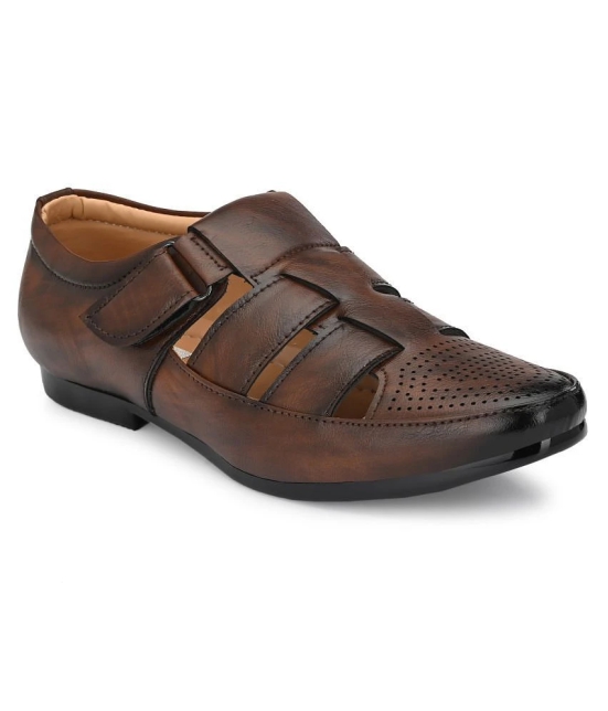 Bucik Brown Synthetic Leather Sandals - None