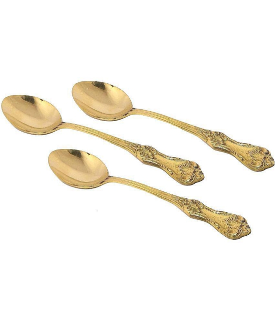 A & H ENTERPRISES - Brass Brass Dessert Spoon ( Pack of 3 ) - Brass