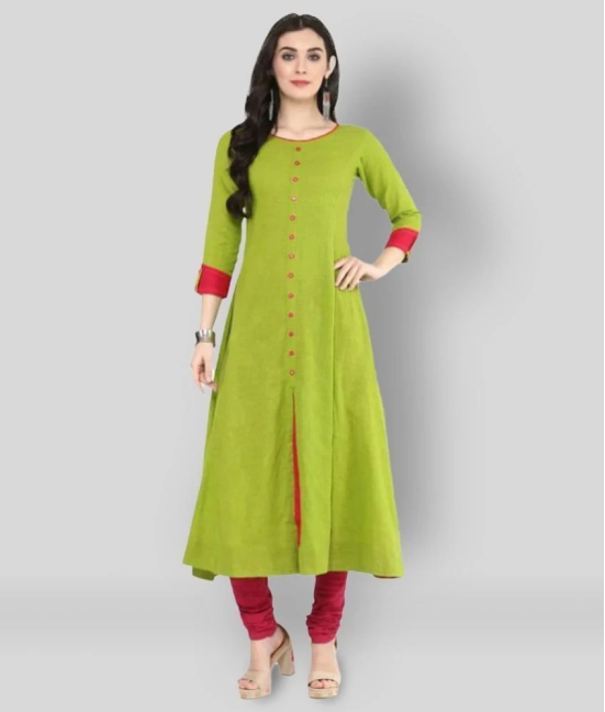 Yash Gallery - Green Cotton Womens Flared Kurti ( Pack of 1 ) - 4XL