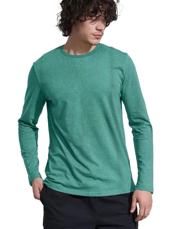 Leotude Cotton Blend Regular Fit Striped Full Sleeves Mens Round T-Shirt - Green ( Pack of 1 ) - None