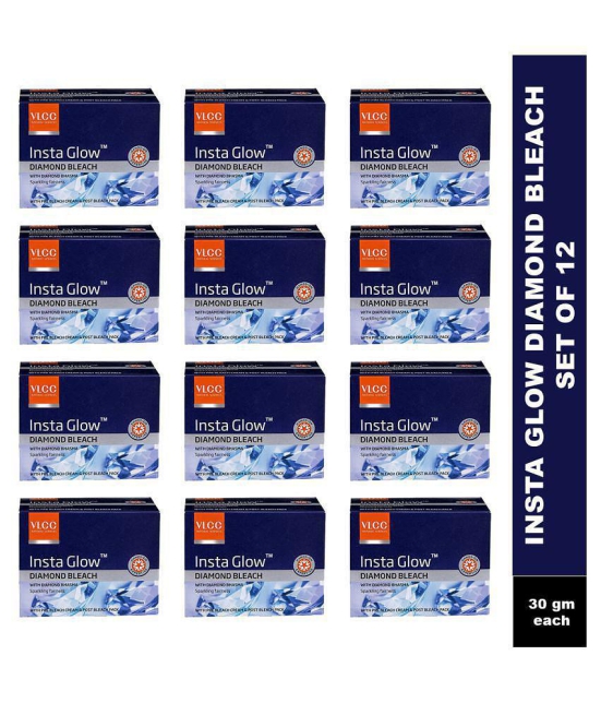 VLCC Insta Glow Diamond Bleach, 30 g Each ( Pack of 12 )