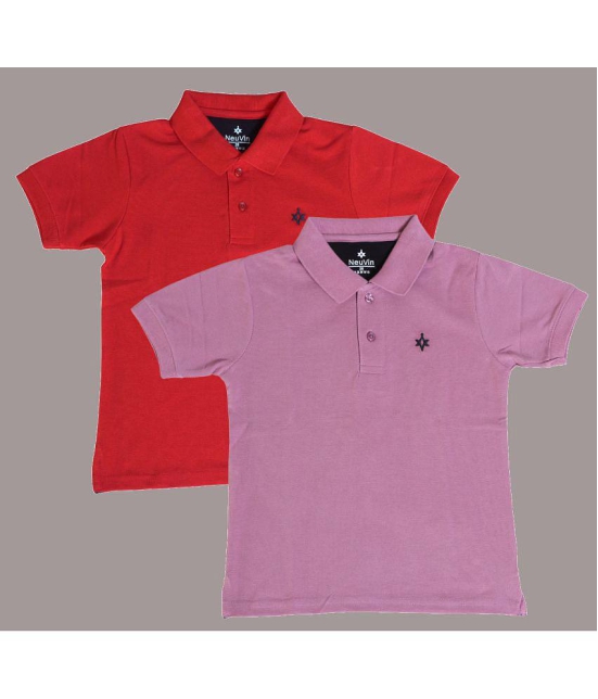 NEUVIN - Multi Color Cotton Blend Boy''s Polo T-Shirt ( Pack of 2 ) - None