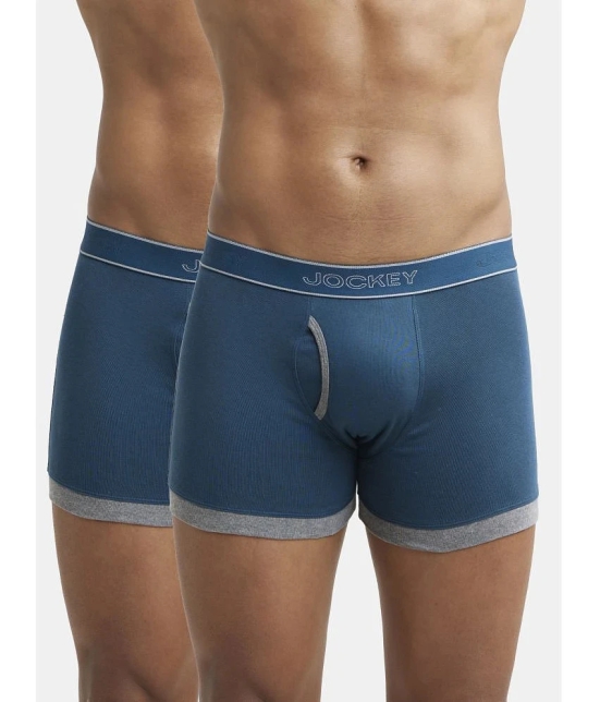 Jockey 1017 Men Super Combed Cotton Rib Solid Boxer Brief-Reflecting Pond & Mid Grey Mel (Pack of 2) - None