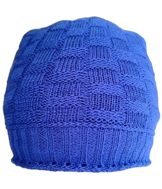 THRIFTKART - Blue Woollen Men's Cap ( Pack of 1 ) - Blue