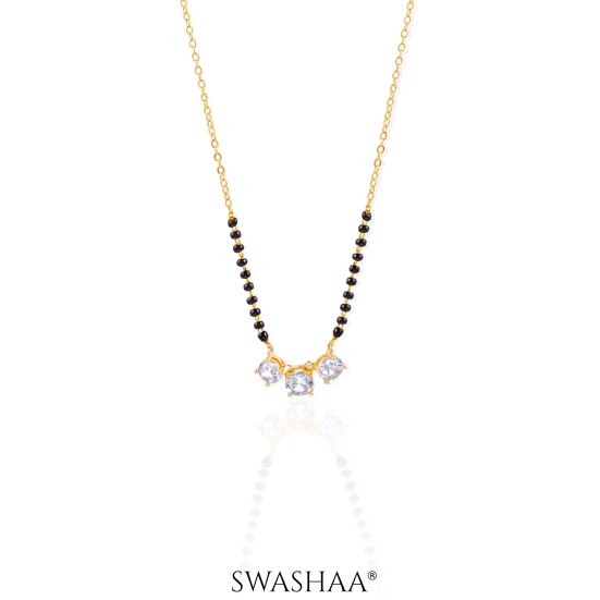 Esha Solitaire 14K Gold Plated Mangalsutra-Gold