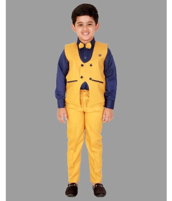 DKGF Fashion - Mustard Cotton Blend Boys Shirt & Pants ( Pack of 1 ) - None