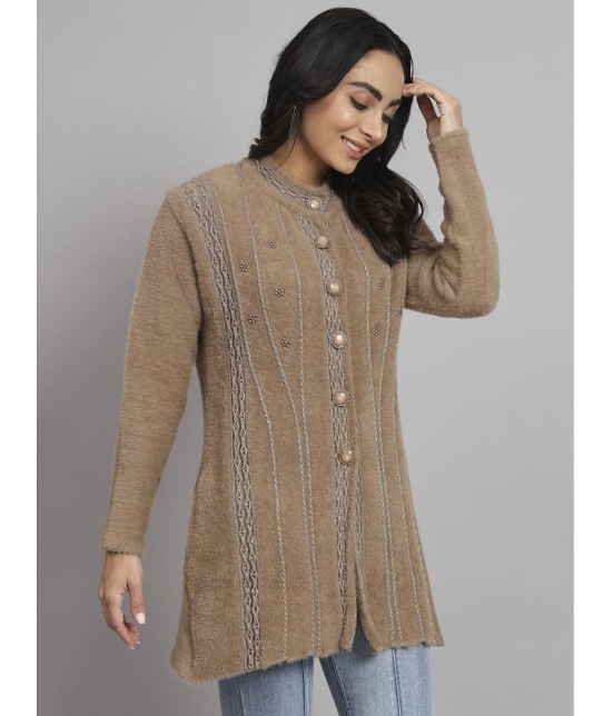 eWools.in Woollen Round Neck Women's Buttoned Cardigans - Brown ( ) - None