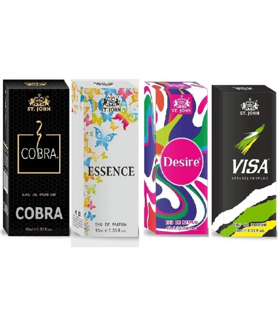 ST.JOHN Cobra ,Desire,Visa & Essence Pocket Perfume For Men 10ml Each (40ml) - Pack of 4