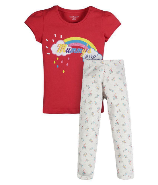 Plum Tree Girls Rainbow Print T-shirt & Leggings( Pack of 2) - None