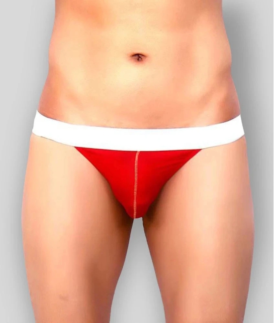 La Intimo - Red Cotton Blend Mens Thongs ( Pack of 1 ) - 70 - 75 Cms