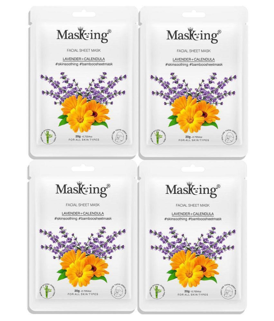 Masking Lavender & Calendula Bamboo Face Sheet Mask 80 ml Pack of 4