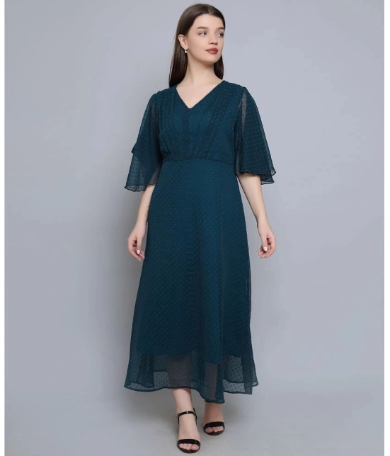 Baawri - Teal Georgette Womens Fit & Flare Dress ( Pack of 1 ) - None