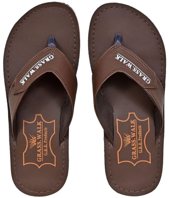 GRASS WALK - Brown Mens Thong Flip Flop - None