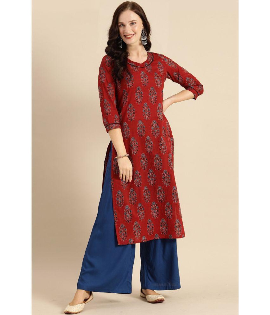 Rajnandini - Maroon 100% Cotton Women's Straight Kurti ( Pack of 1 ) - None