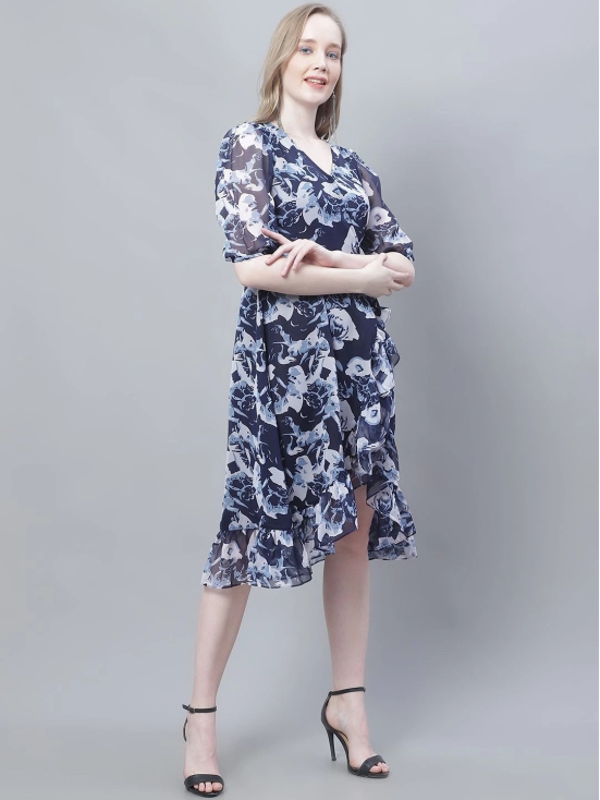 MINI & MING Floral Print Puff Sleeve Georgette Dress