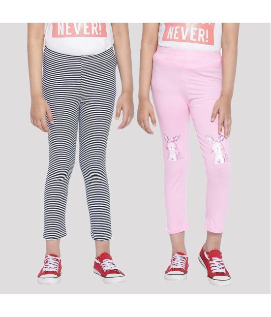 Ariel - Baby Pink Cotton Girls Leggings ( Pack of 2 ) - None