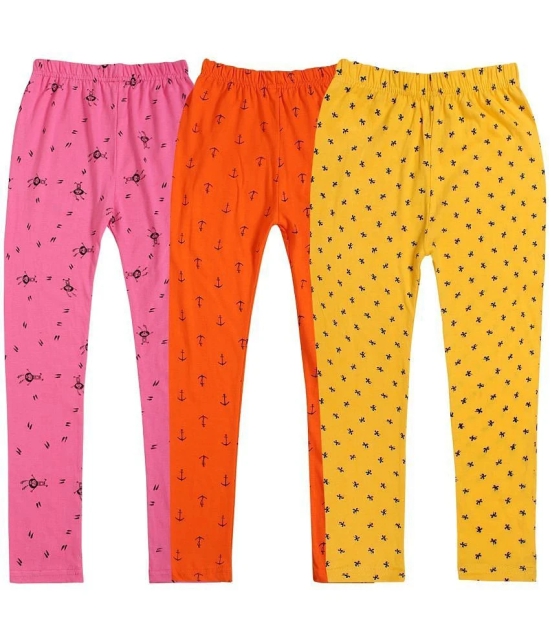 Diaz - 100% Cotton Printed Multicolor Girls Leggings ( Pack of 3 ) - None