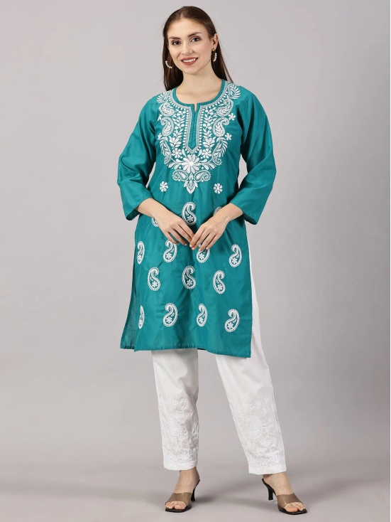 COTTON KURTA-46 / RAMA GREEN / STRAIGHT KURTI