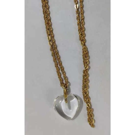 Clear Quartz Stone Pendant with Chain Golden Chain