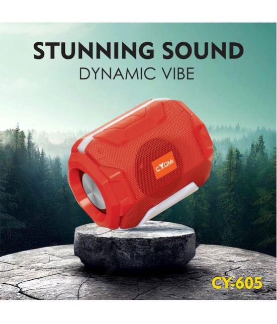 CYOMI CY-605 5 W Bluetooth Speaker Bluetooth v5.0 with USB,SD card Slot Playback Time 4 hrs Red - Red