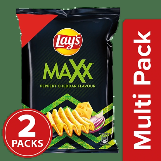 Lays Maxx Potato Chips - Peppery Cheddar, 56 G