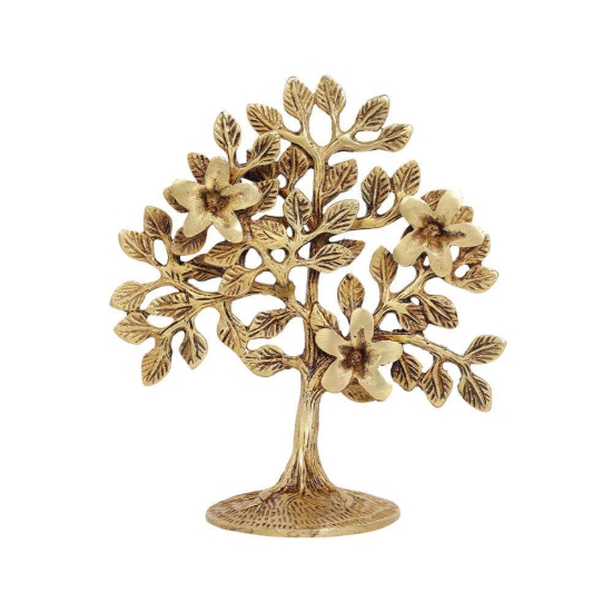 Tree of Life Sculpture | 100% Pure Brass | Yellow Antique Finish