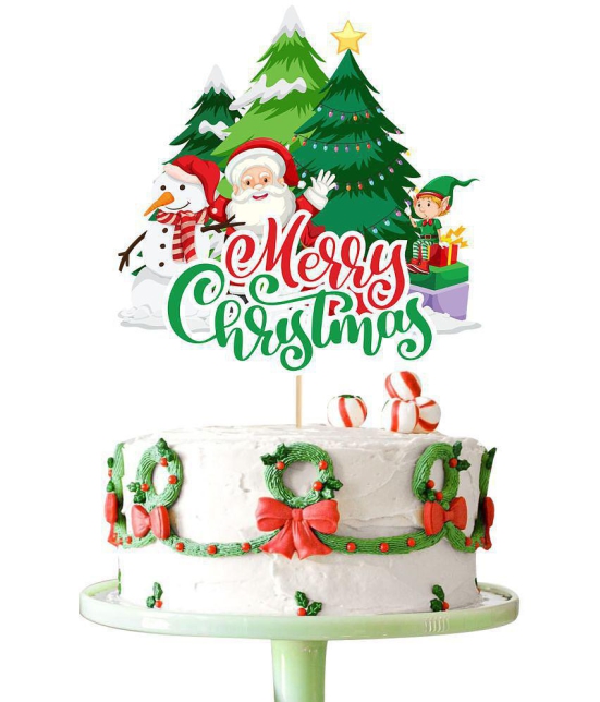 Zyozi Merry Christmas Cake Topper Color Christmas Party Cake Decoration Pack of 1 - Multicolor