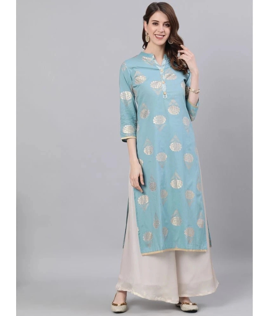 Antaran Cotton Solid Straight Womens Kurti - Blue ( Pack of 1 ) - None