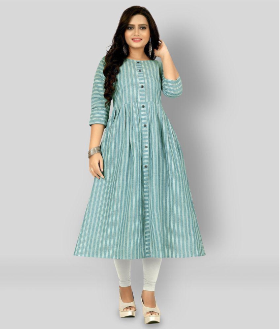 Rangrasiya - Blue Cotton Women's Flared Kurti ( Pack of 1 ) - XXL