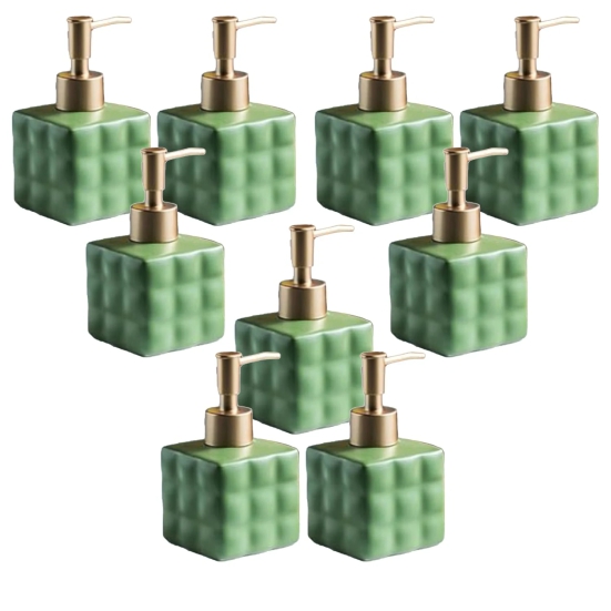 Kuber Industries 9-Piece Liquid Soap Dispenser Set, 220ml, Green (Pack of 3)-Kuber Industries Liquid Soap Dispenser, 220 ml, Green, Pack of 3, ZX043GN.