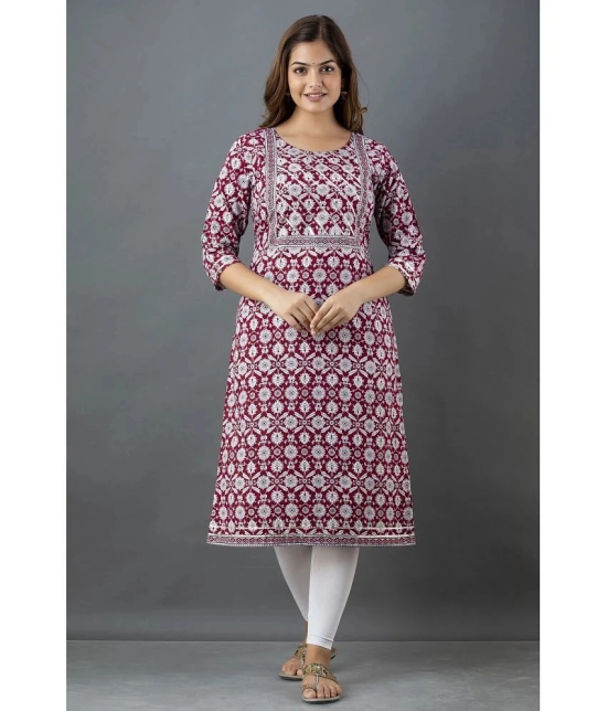 Lee Moda - Maroon Cotton Womens Straight Kurti ( Pack of 1 ) - None