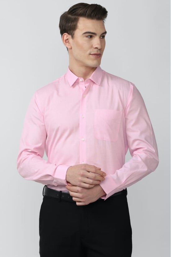 Men Pink Regular Fit Formal Full Sleeves Formal Shirt