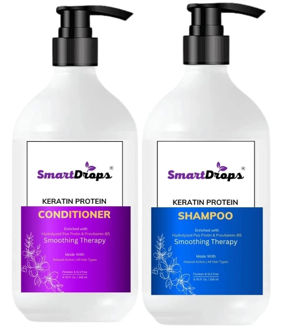 Keratin Smooth Conditioner And Shampoo For Dry Frizzy Hair, Soft Silky Shine