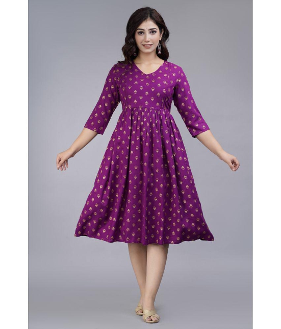 Smien - Purple Rayon Women's Anarkali Kurti ( Pack of 1 ) - None