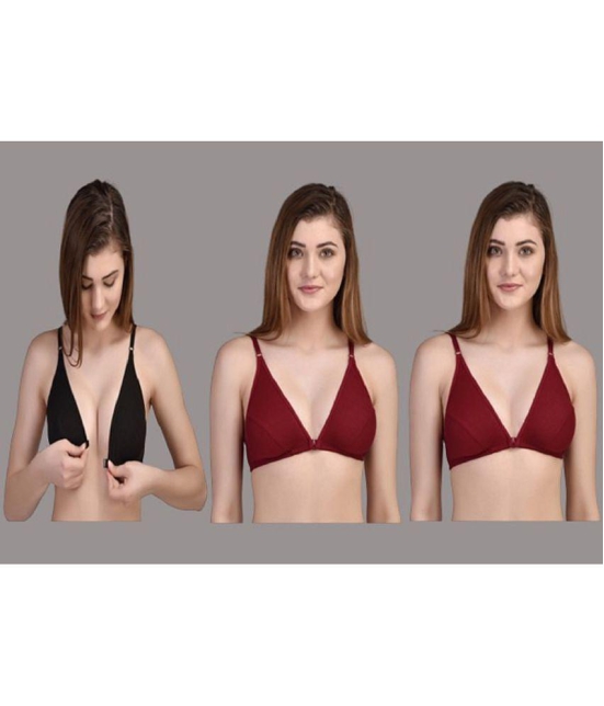 Zourt - Multicolor Cotton Non Padded Women's Everyday Bra ( Pack of 3 ) - None