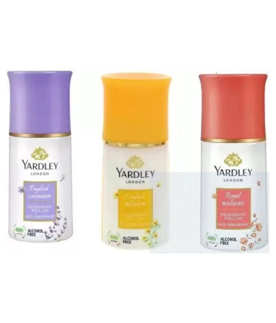 Yardley London English Lavender, Royal Bouquet and English Blossom Deodorant Roll-on Deodorant Roll-on - For Men & Women  (50 ml each, Pack of 3).