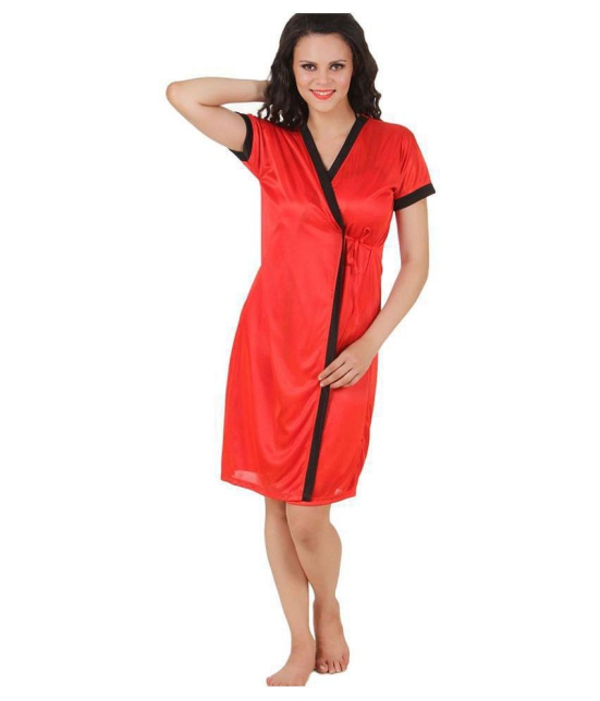 Fasense Satin Robes - Red - M