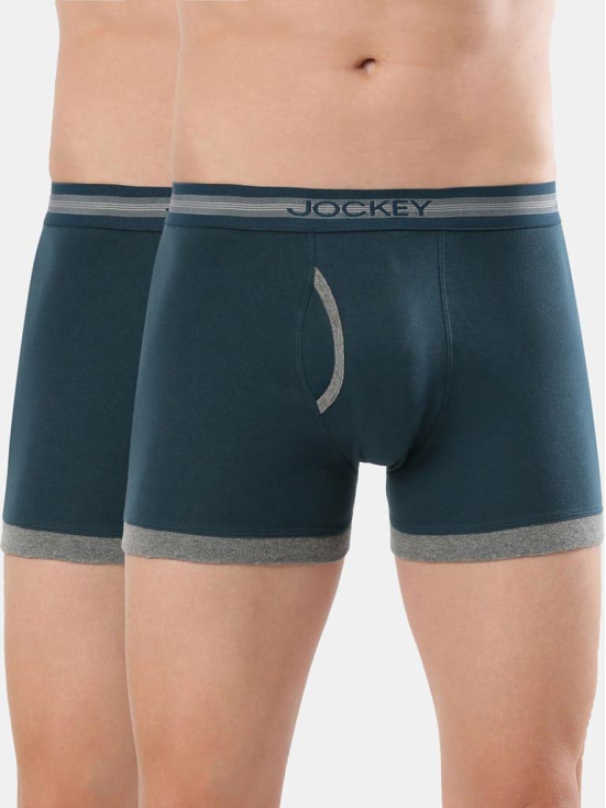 Jokcey Men's Super Combed Cotton Rib Solid Boxer Brief 1017 Reflecting Pond Pack Of 2