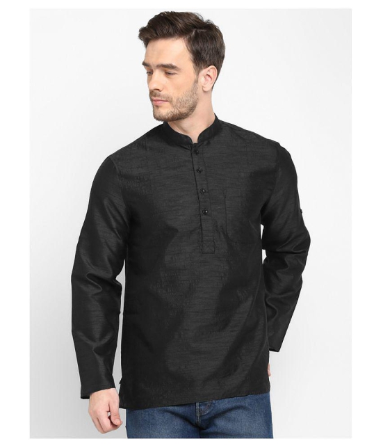 Hangup - Black Silk Mens Shirt Style Kurta ( Pack of 1 ) - None