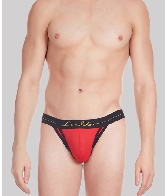 La Intimo - Red LIJO011 Spandex Mens Thongs ( Pack of 1 ) - None