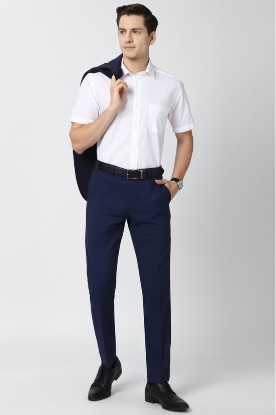 Men White Regular Fit Formal Half Sleeves Formal Shirt