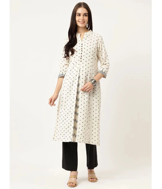 Divena Cotton Printed Front Slit Womens Kurti - White ( Pack of 1 ) - None